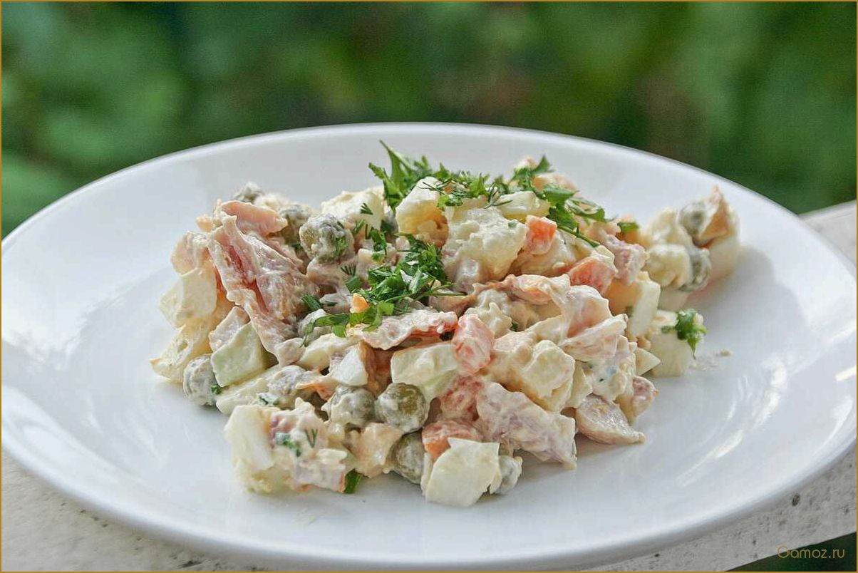 (салат, оливье, колбасой, рецепт, классического) Салат