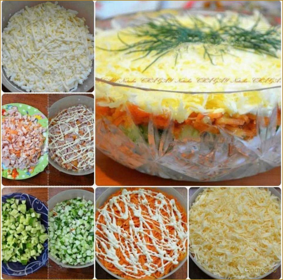 Салат с копченой курицей и корейской морковью — ингредиенты, рецепт и полезные свойства