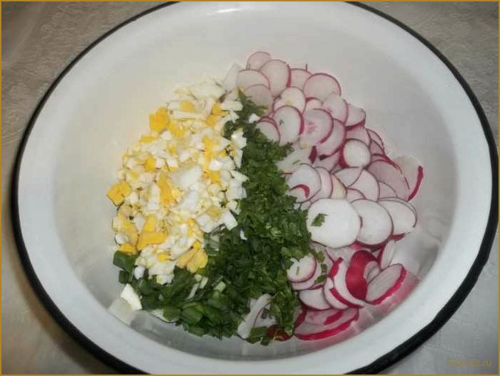 (вкусный, полезный, салат, редиской, яйцом) Вкусный и полезный салат с редиской и яйцом для всей семьи
