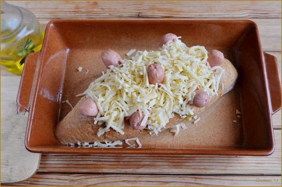 (хлебный, ёжик, сосисками, сыром, лакомство) Хлебный ёжик с сосисками и сыром — лакомство, которое покорило сердца гурманов!