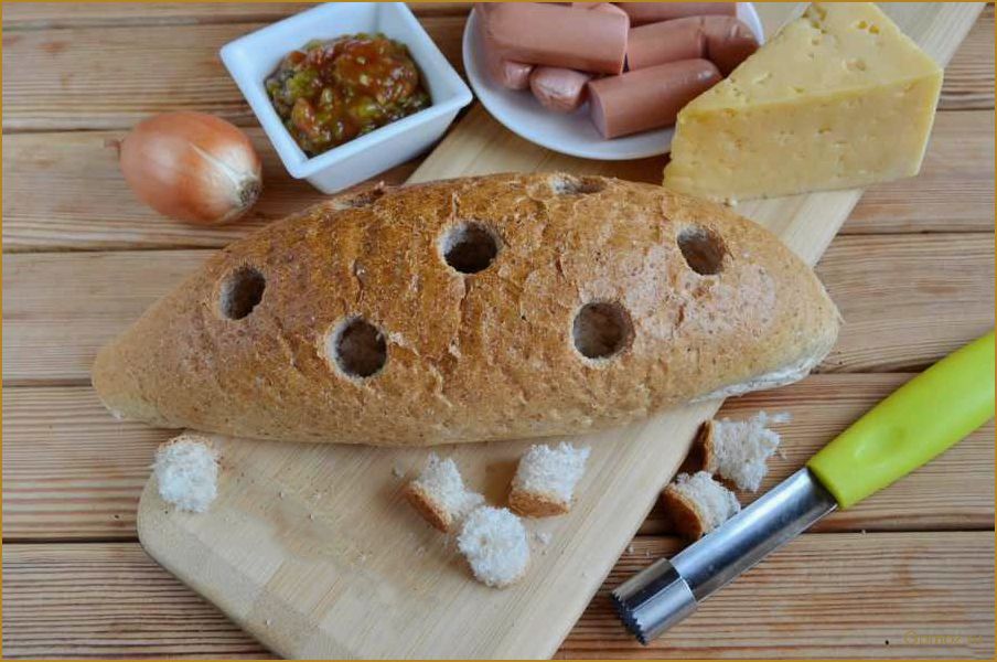 (хлебный, ёжик, сосисками, сыром, лакомство) Хлебный ёжик с сосисками и сыром — лакомство, которое покорило сердца гурманов!