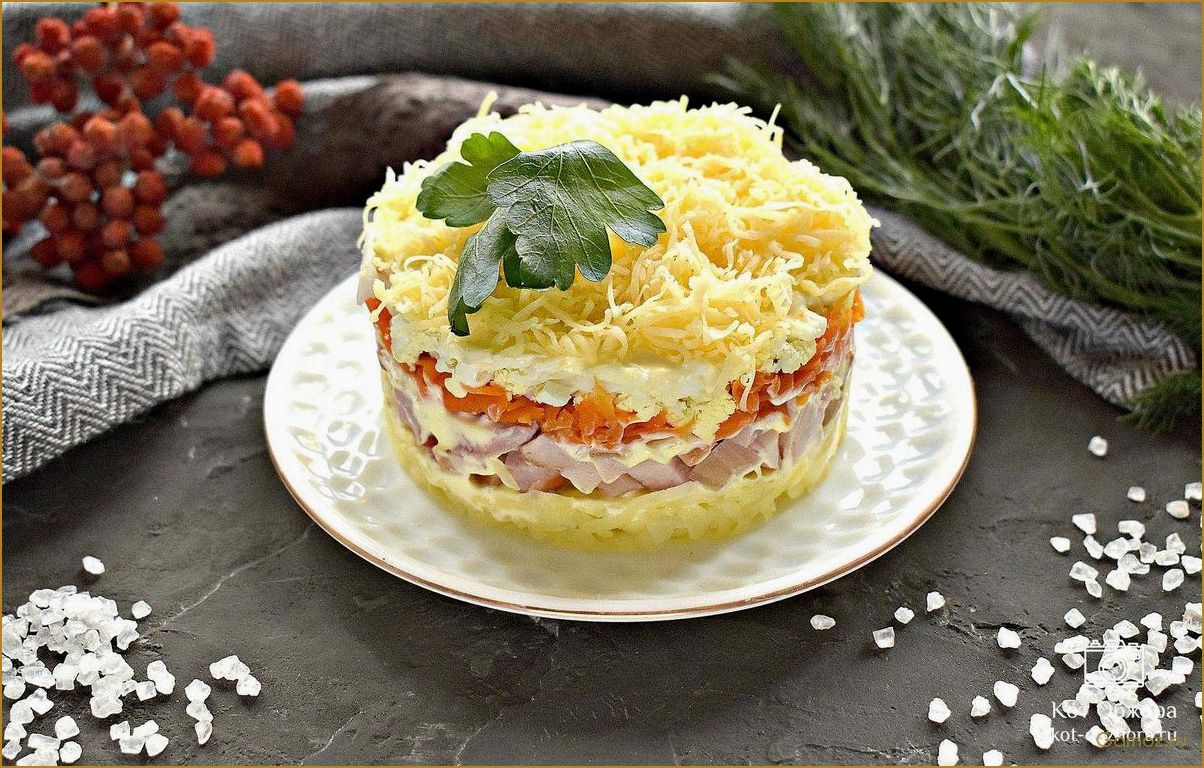 Слоеный салат с курицей 