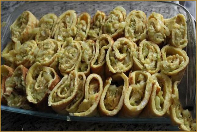 Рецепт приготовления вкусных и сытных яичных рулетиков с капустой 